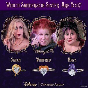 Charmed Aroma x Disney Hocus Pocus Sanderson Sisters Ring set, size 6 rings